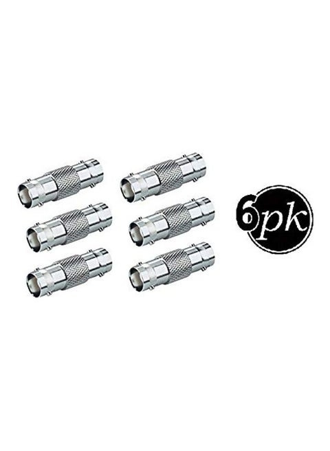 BNC Connector - Coupler (6 Pack) BNC Female to Female, Adapter for CCTV Silver