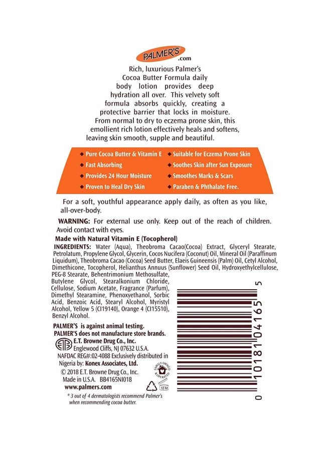PALMER'S - Cocoa Butter Formula Heals Softens Body Lotion 400ml - Image 1