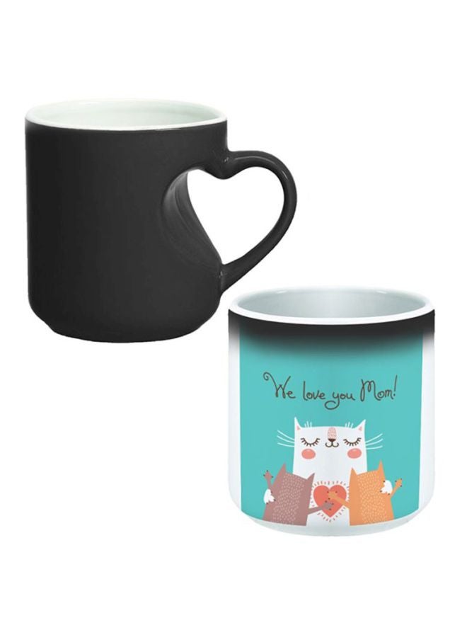 We Love You Mom Printed Ceramic Magic Coffee Mug Blue/White/Orange