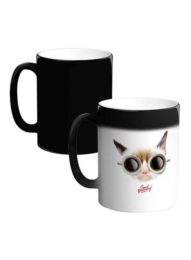 Decalac Cat Good Morning Printed Magic Coffee Mug White/Black/Grey