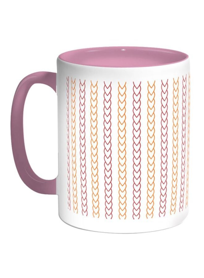 ديكالاك مج قهوة من السيراميك مزين بطبعة أبيض/ وردي