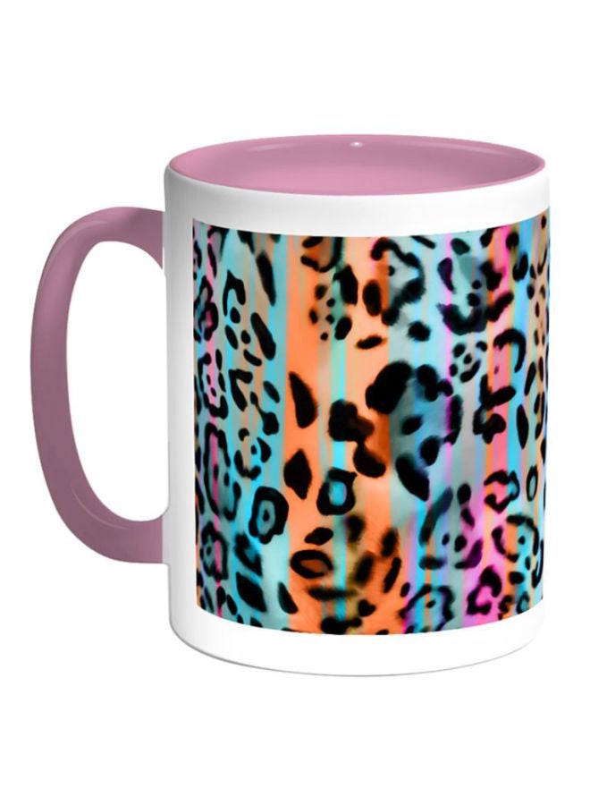 Printed Ceramic Coffee Mug White/Pink/Orange