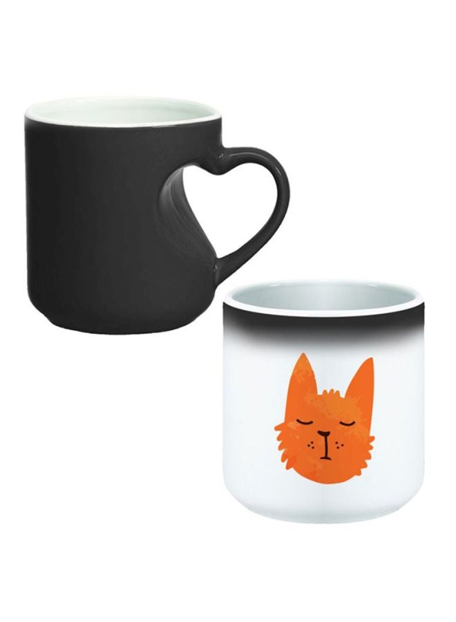 Decalac Cat Printed Magic Coffee Mug White/Orange/Black