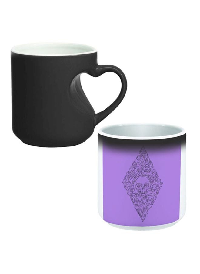 مج قهوة رائع بطبعة جمجمة أبيض/أرجواني/أسود