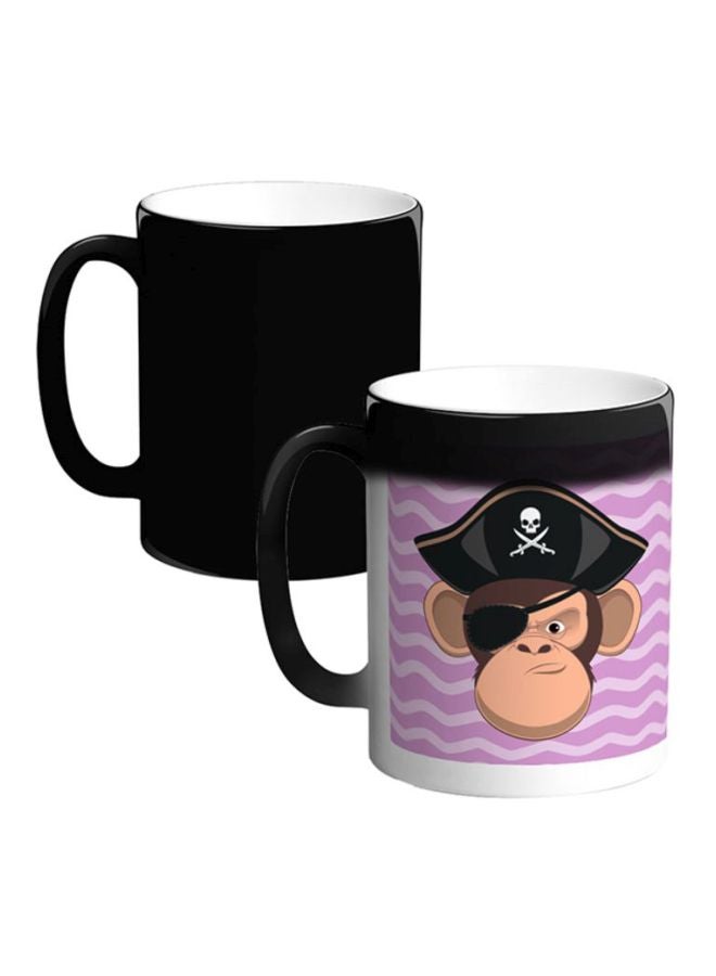 ديكالاك مج قهوة سحري مزين بطبعة قرد أبيض/أسود/بني