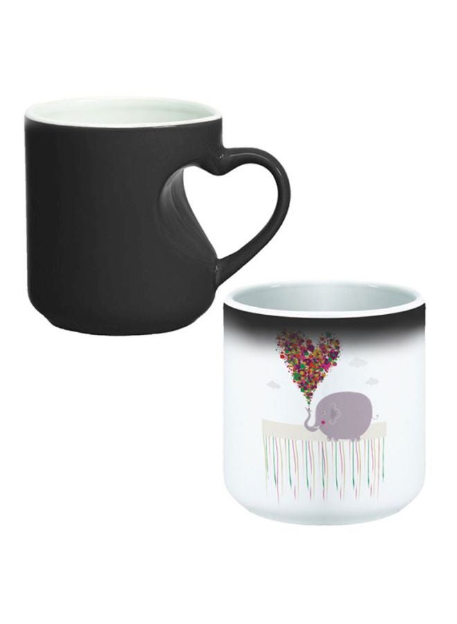 مج قهوة سحري من السيراميك بطبعة أبيض/رمادي/أسود