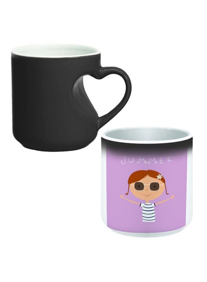 ديكالاك مج قهوة سحري بطبعة "Summer" أبيض/ أرجواني/ بيج