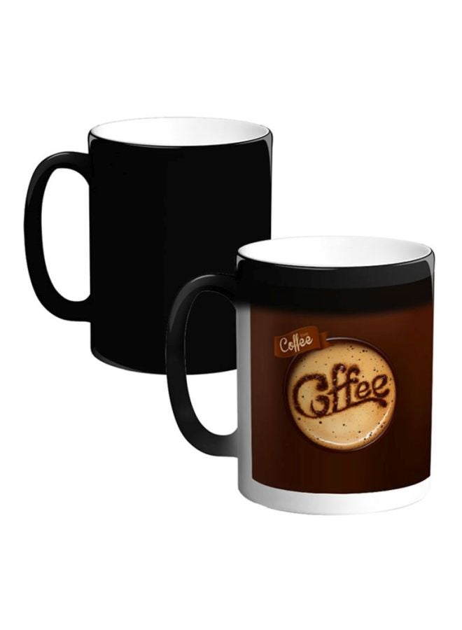 Decalac Printed Ceramic Magic Coffee Mug White/Brown/Black