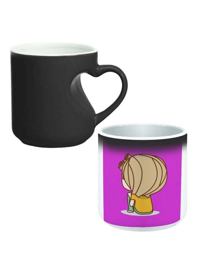 Decalac Printed Ceramic Magic Coffee Mug White/Pink/Beige