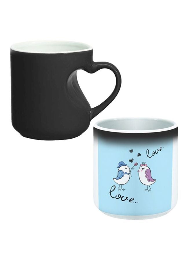 Love Birds Printed Magic Coffee Mug White/Blue/Black