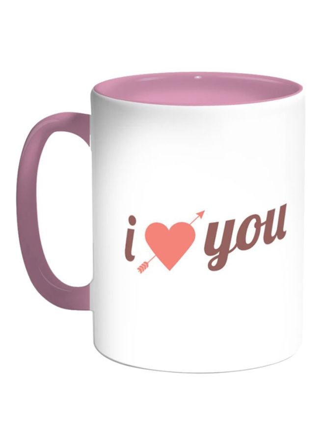 Decalac I Love You Printed Ceramic Coffee Mug White/Pink/Brown