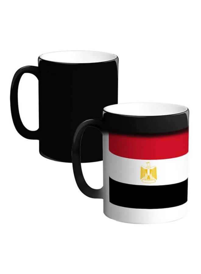 Decalac Egypt Flag Printed Magic Coffee Mug White/Black/Red