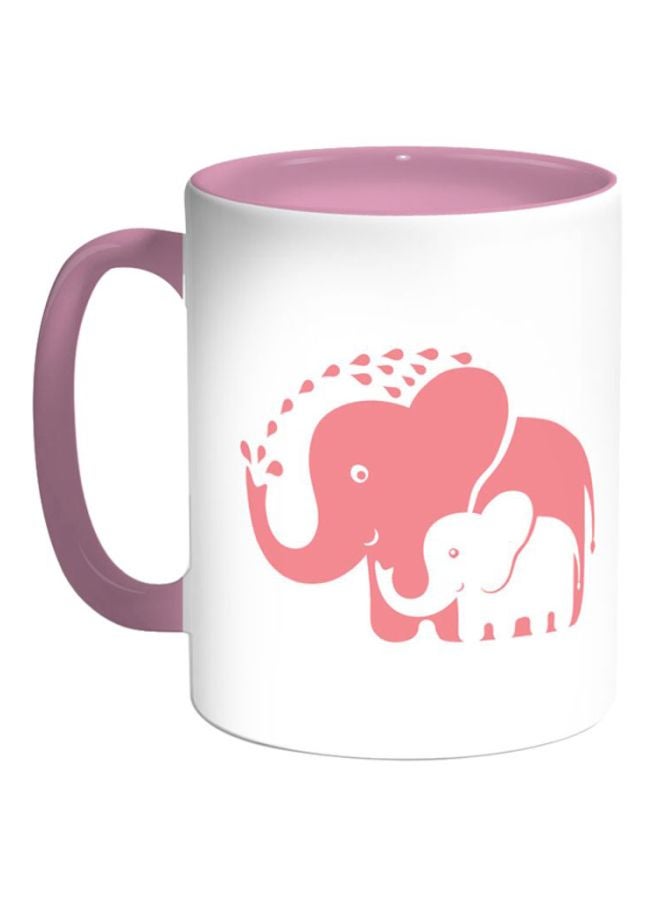Decalac Elephant Printed Coffee Mug White/Pink