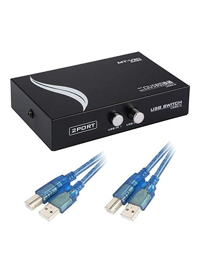 EEEKit - 2 Port USB 2.0 Manual Printer Scanner Sharing Switch Hub 2 Black - Image 1