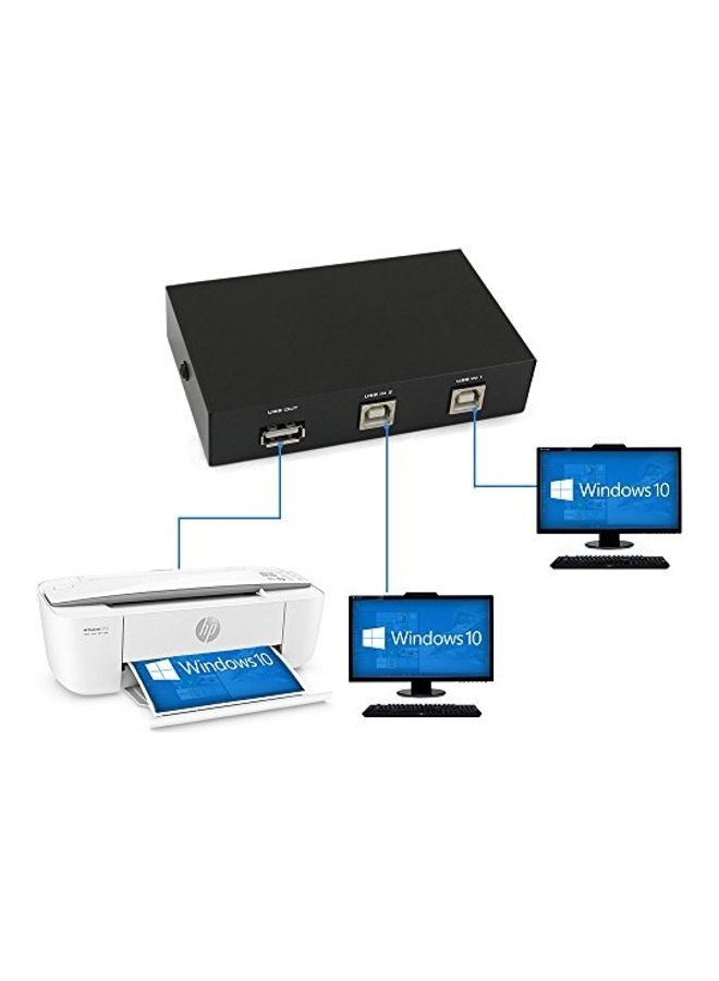 EEEKit - 2 Port USB 2.0 Manual Printer Scanner Sharing Switch Hub 2 Black - Image 1