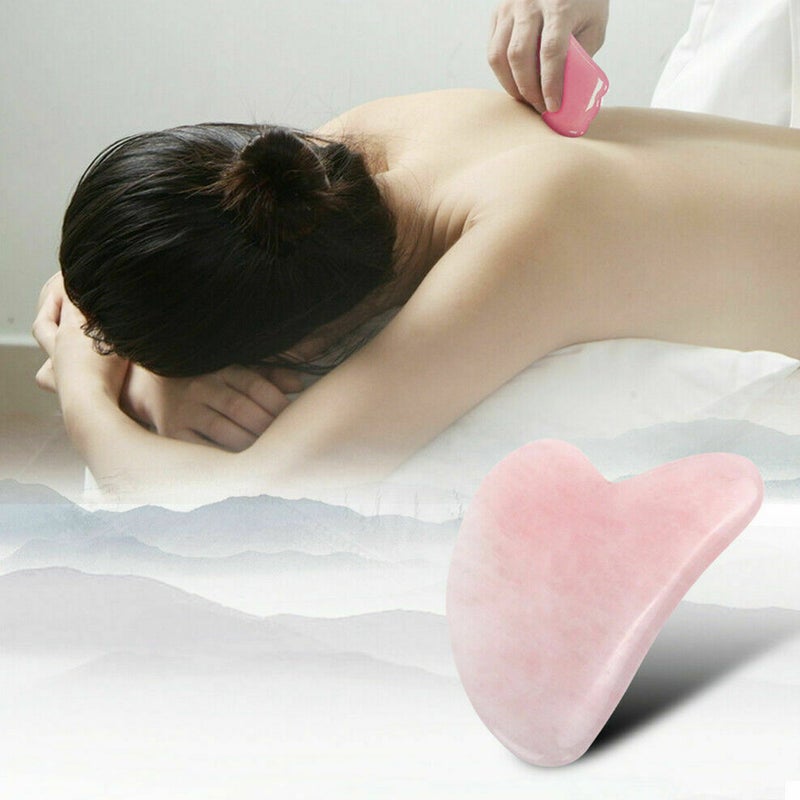 Generic Natural Rose Quartz Stone Guasha Facial Face Neck Body Gua Sha Board Massager  - Image 5