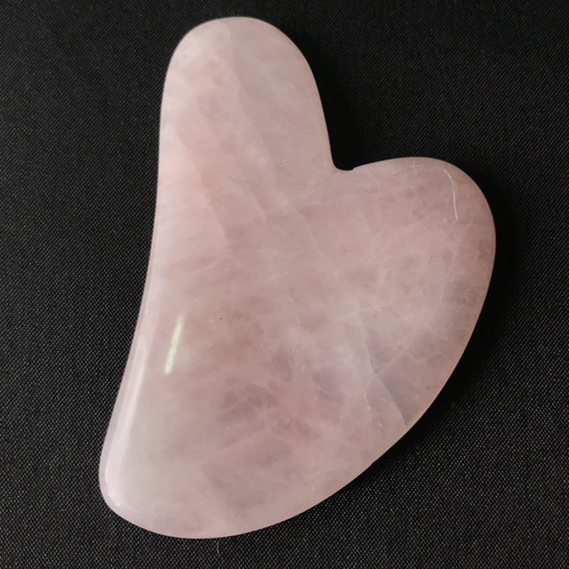 Generic Natural Rose Quartz Stone Guasha Facial Face Neck Body Gua Sha Board Massager  - Image 2