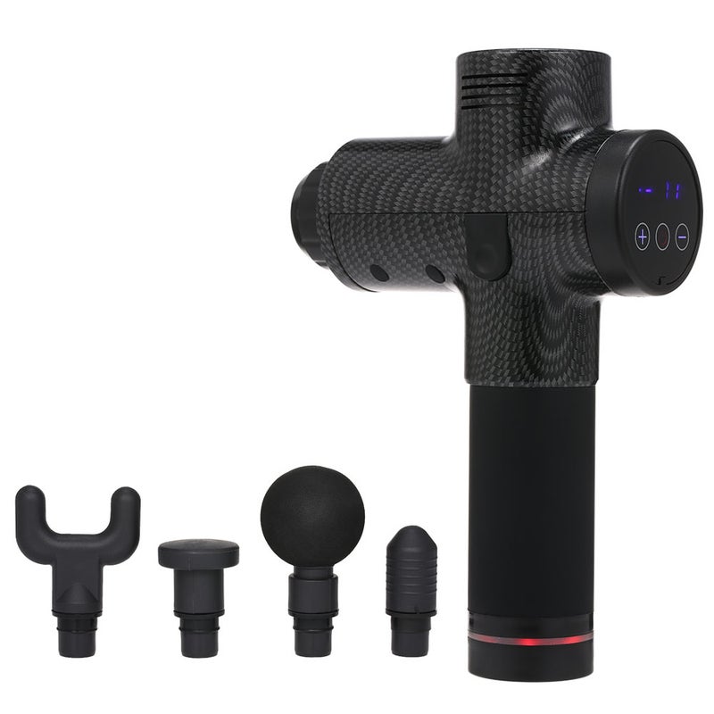 جهاز التدليك الكهربائي على شكل مسدس مزود بشاشة LCD و4 رؤوس تدليك مختلفة - Image 1