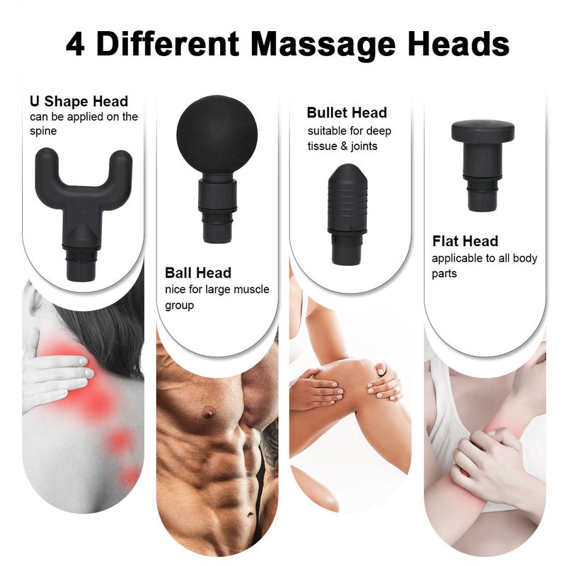 جهاز التدليك الكهربائي على شكل مسدس مزود بشاشة LCD و4 رؤوس تدليك مختلفة - Image 4