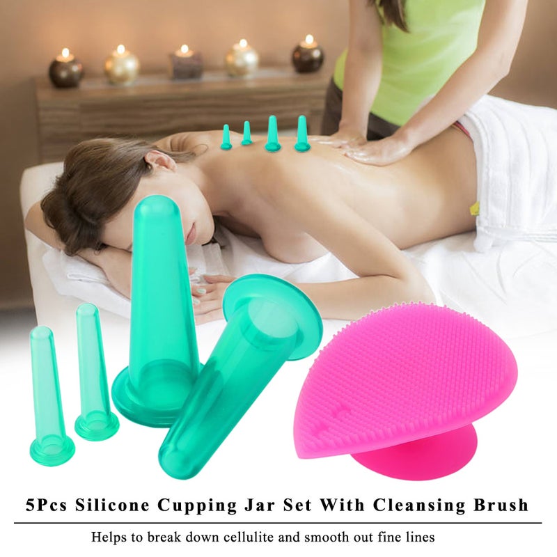 5 Piece Silicone Face Eye Cupping Jar Set - Image 2