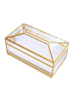 East Lady Creative Designed Elegant Tissue Paper Holder Box Clear/Gold 23x12x12cm  - Image 1