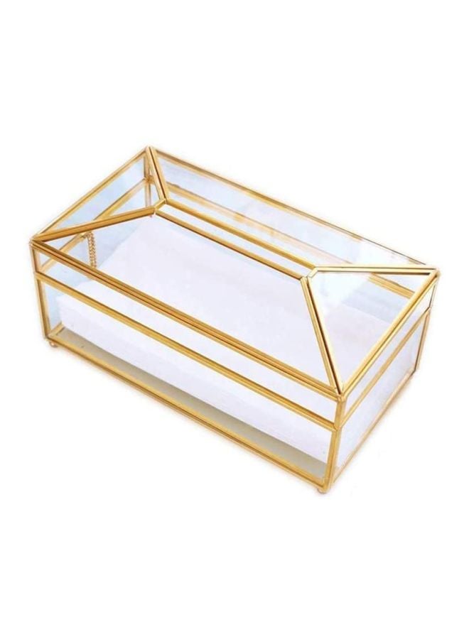 East Lady Creative Designed Elegant Tissue Paper Holder Box Clear/Gold 23x12x12cm  - Image 1