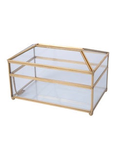 East Lady Creative Designed Elegant Tissue Paper Holder Box Clear/Gold 23x12x12cm  - Image 2