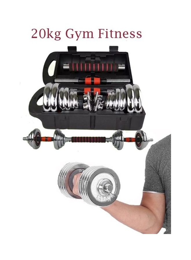 Stainless Steel Dumbbells With Connecting Rod Set 20kg - Image 2