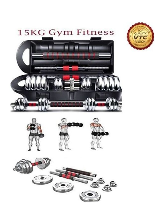 Chrome Dumbbells With Connecting Rod Set 15kg - Image 1