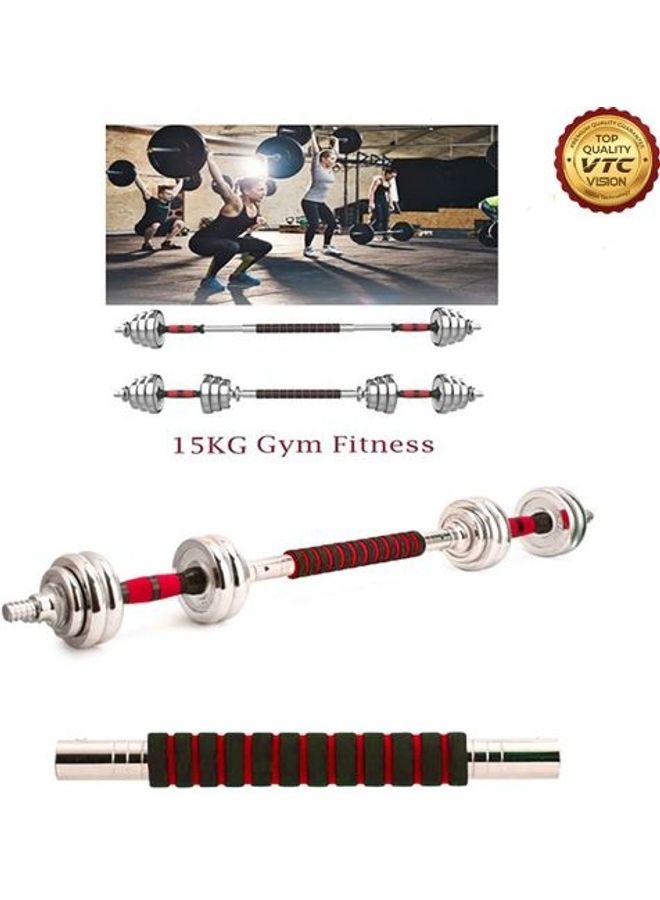 Chrome Dumbbells With Connecting Rod Set 15kg - Image 4