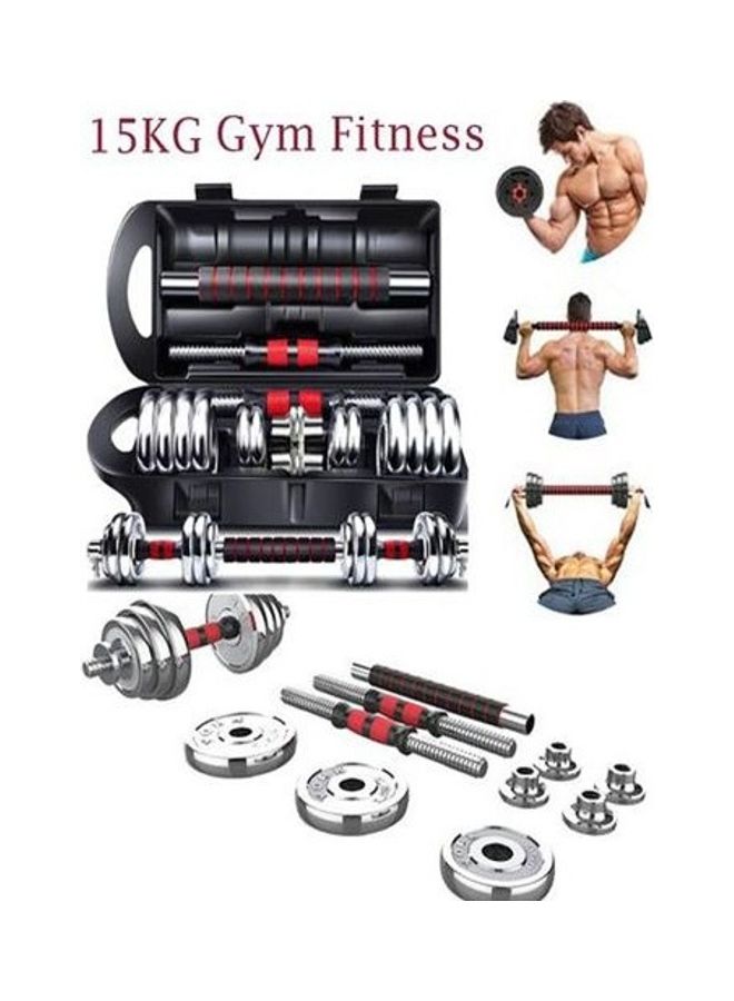 Chrome Dumbbells With Connecting Rod Set 15kg - Image 5