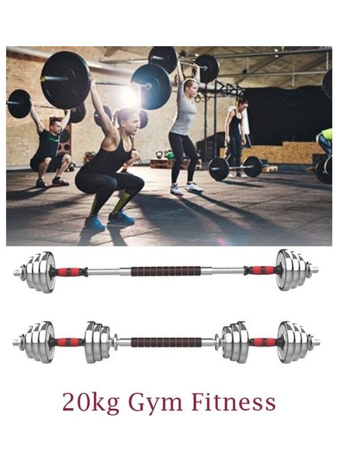 Stainless Steel Dumbbells With Connecting Rod Set 20kg - Image 3