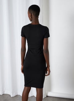 Cotton On Basic Plain Crew Neck Midi Dress Black  - Image 2