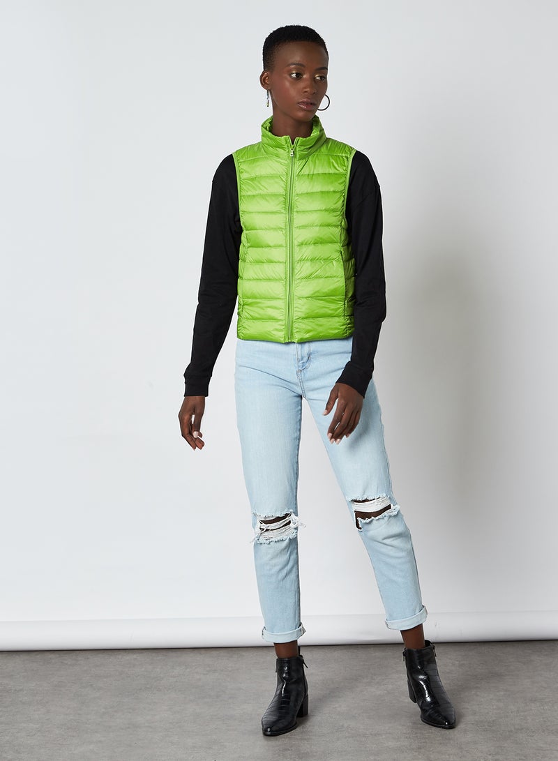 Anaqa - Solid Design Sleeveless Down Jacket Green - Image 1
