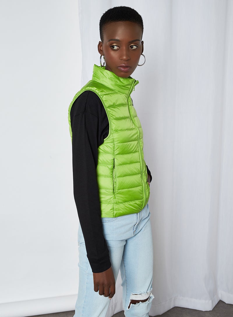 Anaqa - Solid Design Sleeveless Down Jacket Green - Image 1
