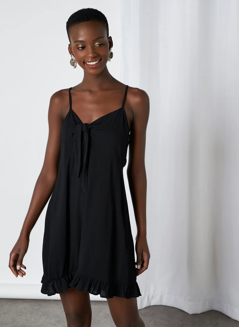 Cotton On Basic Plain Sweetheart Neck Mini Dress Black