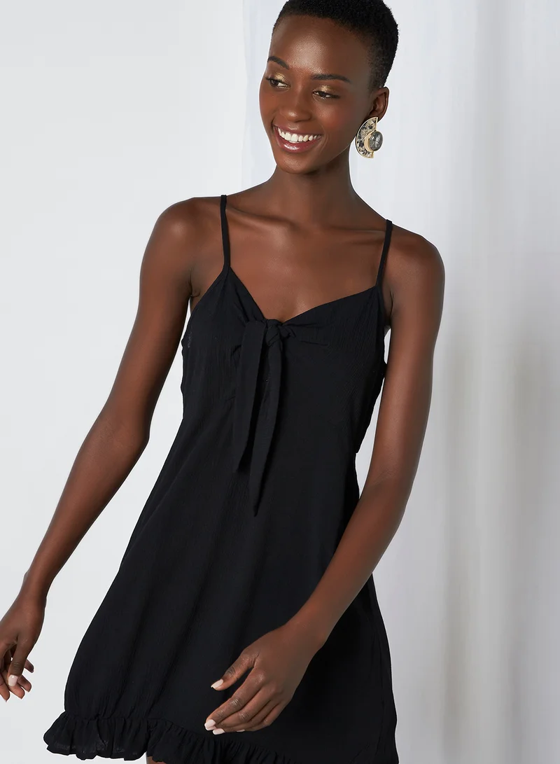 Cotton On Basic Plain Sweetheart Neck Mini Dress Black