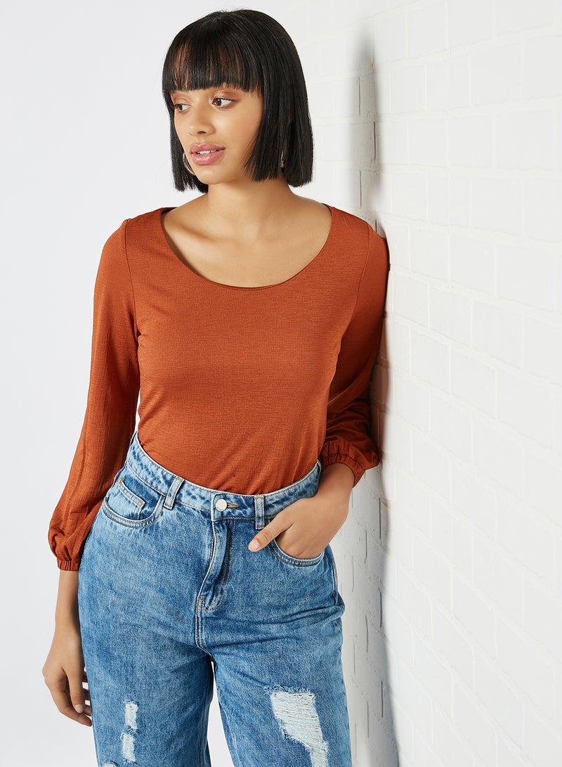 CODE BY LIFESTYLE - Puff Sleeve Top Tan - Image 1