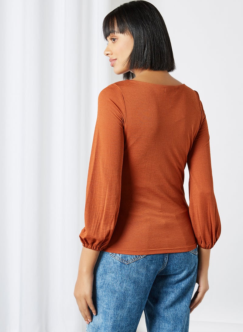 CODE BY LIFESTYLE - Puff Sleeve Top Tan - Image 1