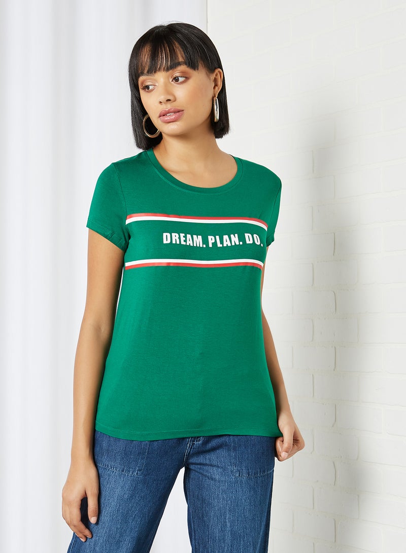 Typographic Print T-Shirt Green - v1605194145/N40490806V_1