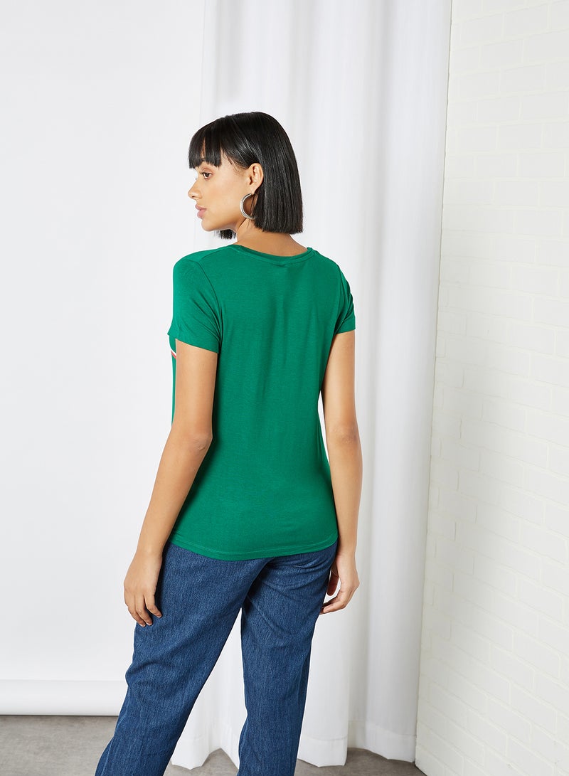 FAME FOREVER Typographic Print T-Shirt Green  - Image 2
