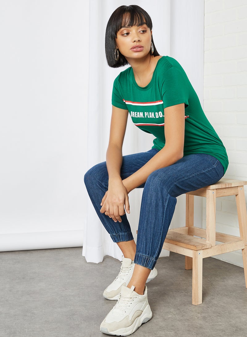 FAME FOREVER Typographic Print T-Shirt Green  - Image 3