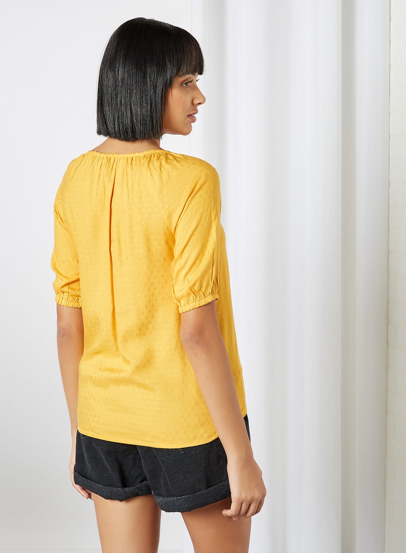 FAME FOREVER Tie Up Neckline Top Mustard  - Image 2
