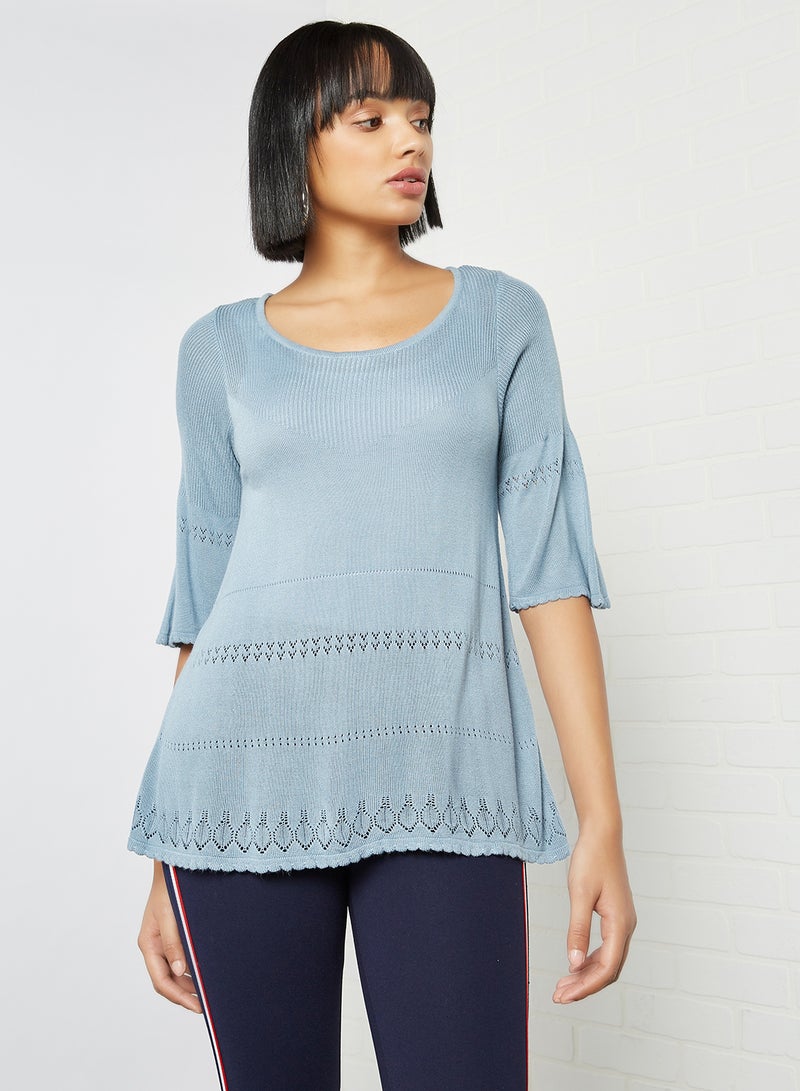 CODE BY LIFESTYLE - Flared Hem Top Grey - Image 1