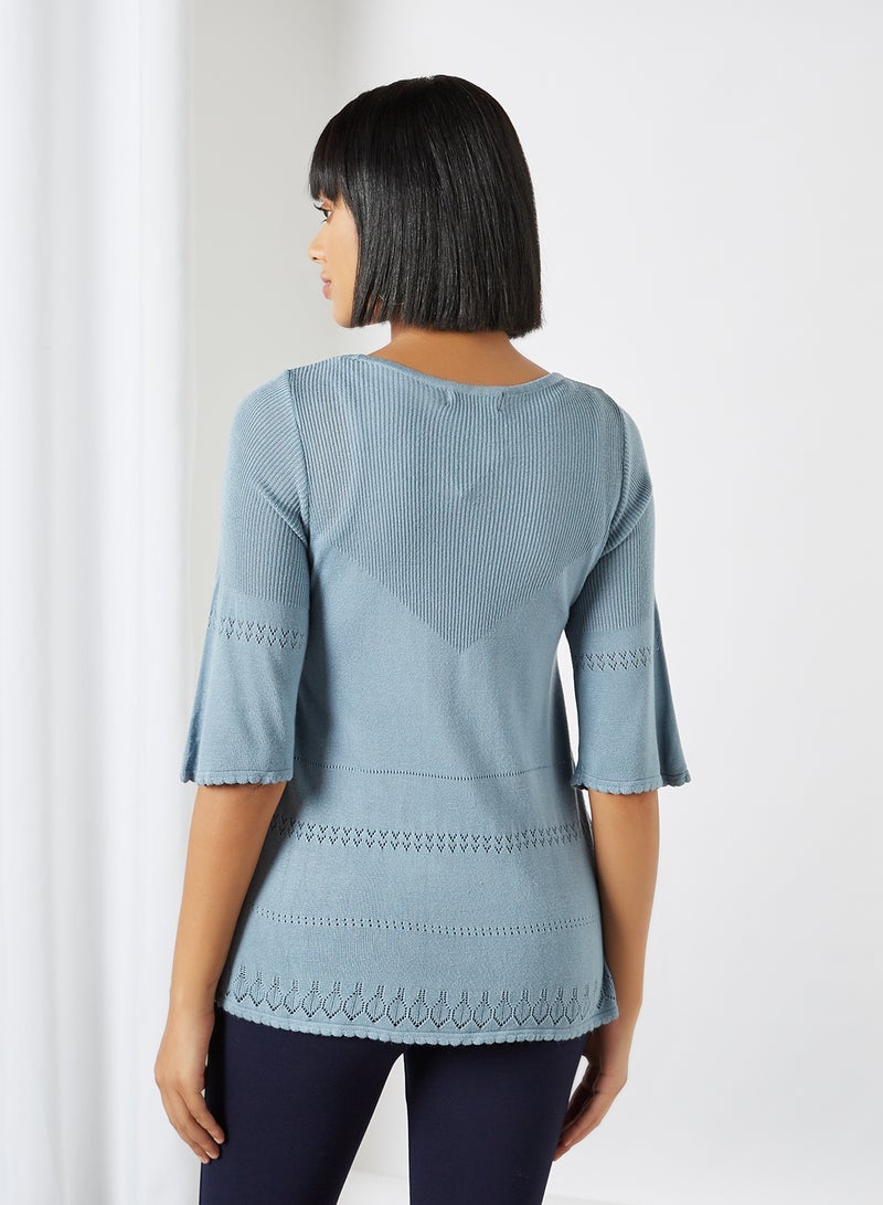 CODE BY LIFESTYLE - Flared Hem Top Grey - Image 1