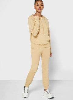 2-Piece Hoodie And Jogger Set Beige