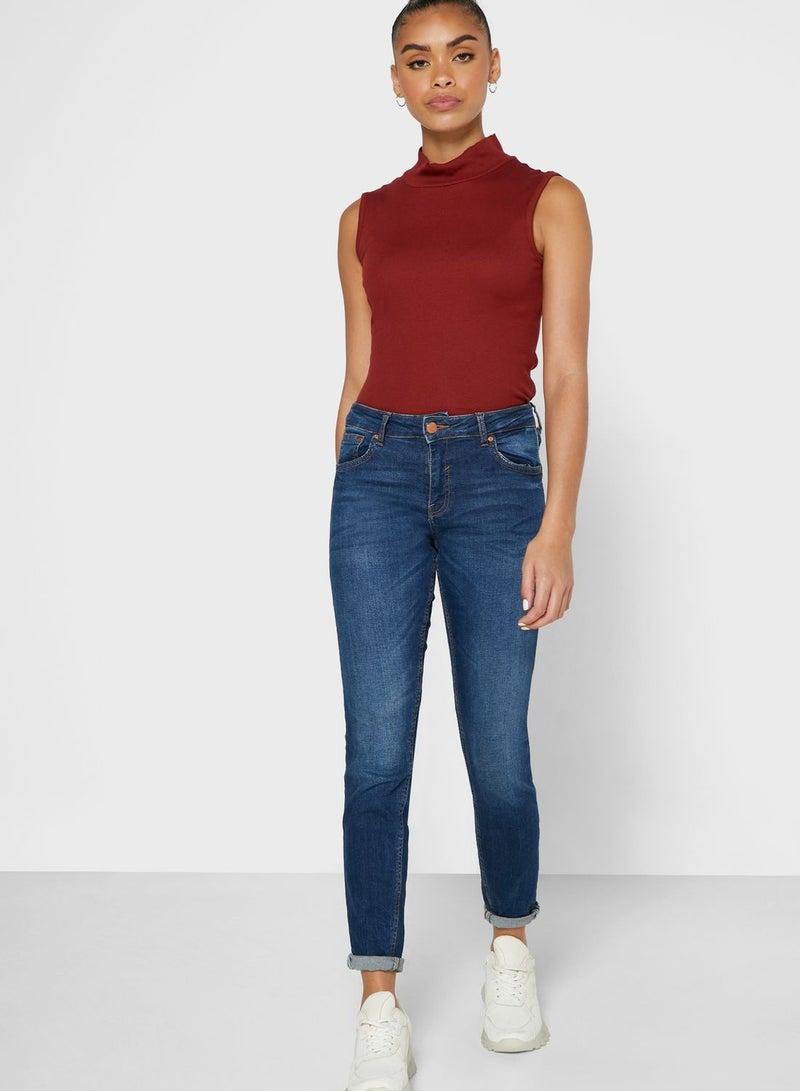 Ginger Basics - High Neck Ribbed Tank Burgundy - Image 1