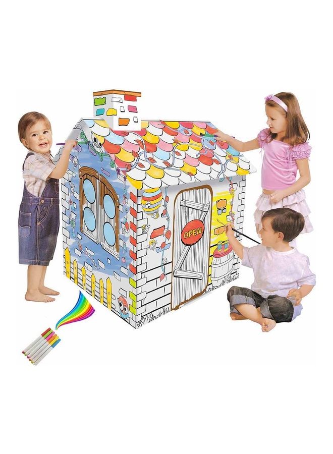 Eazy Kids Diy Doodle, colour And Paint, Art And Craft, 100% Recycled Paper, Birthday Gifts, Set Of 6 Sketch Pen, Rattan House, 3  Years+, Multicolour 79x63x98cm  - Image 1