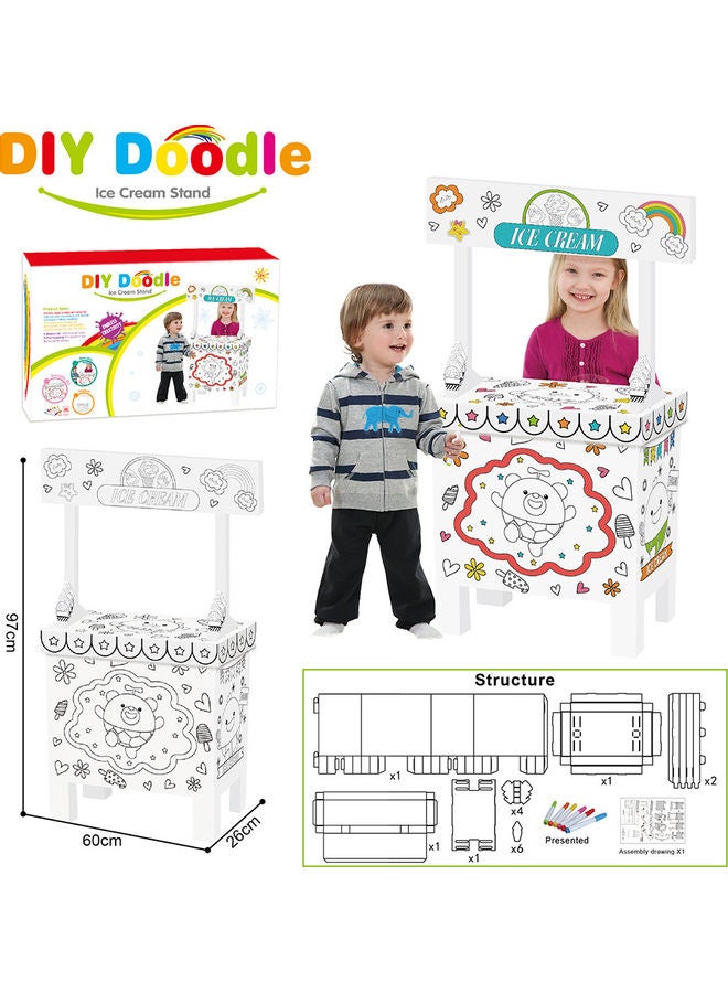 Eazy Kids Diy Doodle, colour And Paint, Art And Craft, 100% Recycled Paper, Birthday Gifts, Set Of 6 Sketch Pen, Ice Cream Shop, 3  Years+, Multicolour 60x26x97cm  - Image 4