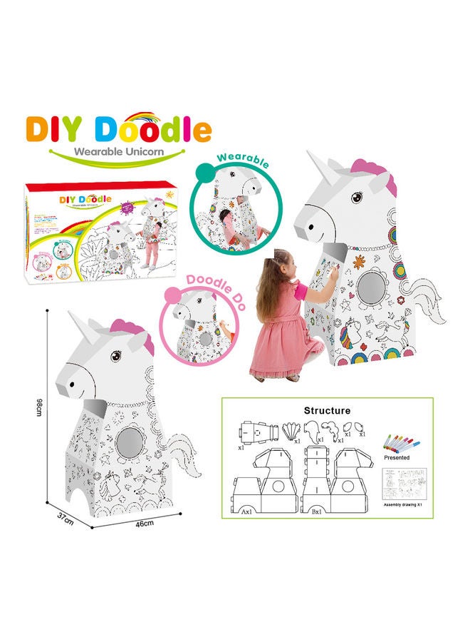 Eazy Kids Diy Doodle, colour And Paint, Art And Craft, 100% Recycled Paper, Birthday Gifts, Set Of 6 Sketch Pen, Wearable Unicorn, 3  Years+, Multicolour 37x82x78.5cm  - Image 3